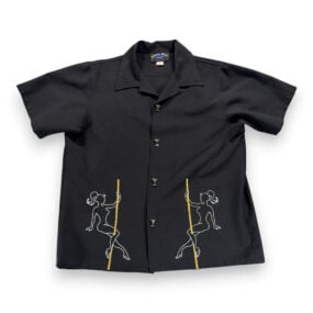 Vintage Casino Wear Shirt Adult MEDIUM Black Cocktail Showgirl Pole Dancer 90s