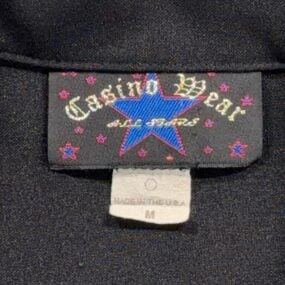 Vintage Casino Wear Shirt Adult MEDIUM Black Cocktail Showgirl Pole Dancer 90s
