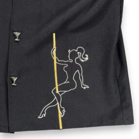 Vintage Casino Wear Shirt Adult MEDIUM Black Cocktail Showgirl Pole Dancer 90s