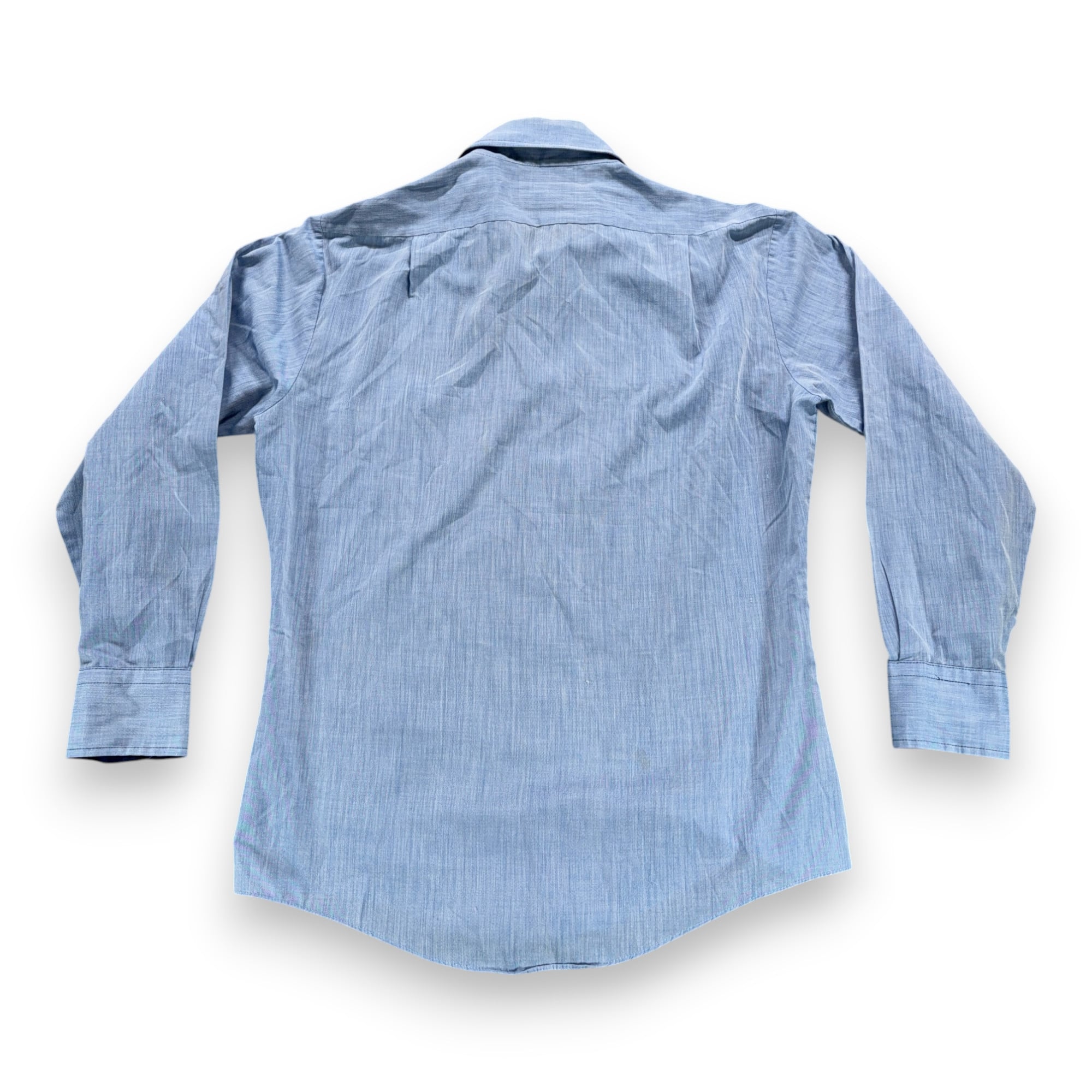 Vintage JCPenney Shirt Adult MEDIUM Blue Chambray Pocket Navy Trim Workwear 70s-3 Vintage JCPenney Shirt Adult MEDIUM Blue Chambray Pocket Navy Trim Workwear 70s