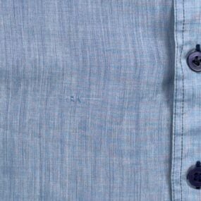 Vintage JCPenney Shirt Adult MEDIUM Blue Chambray Pocket Navy Trim Workwear 70s