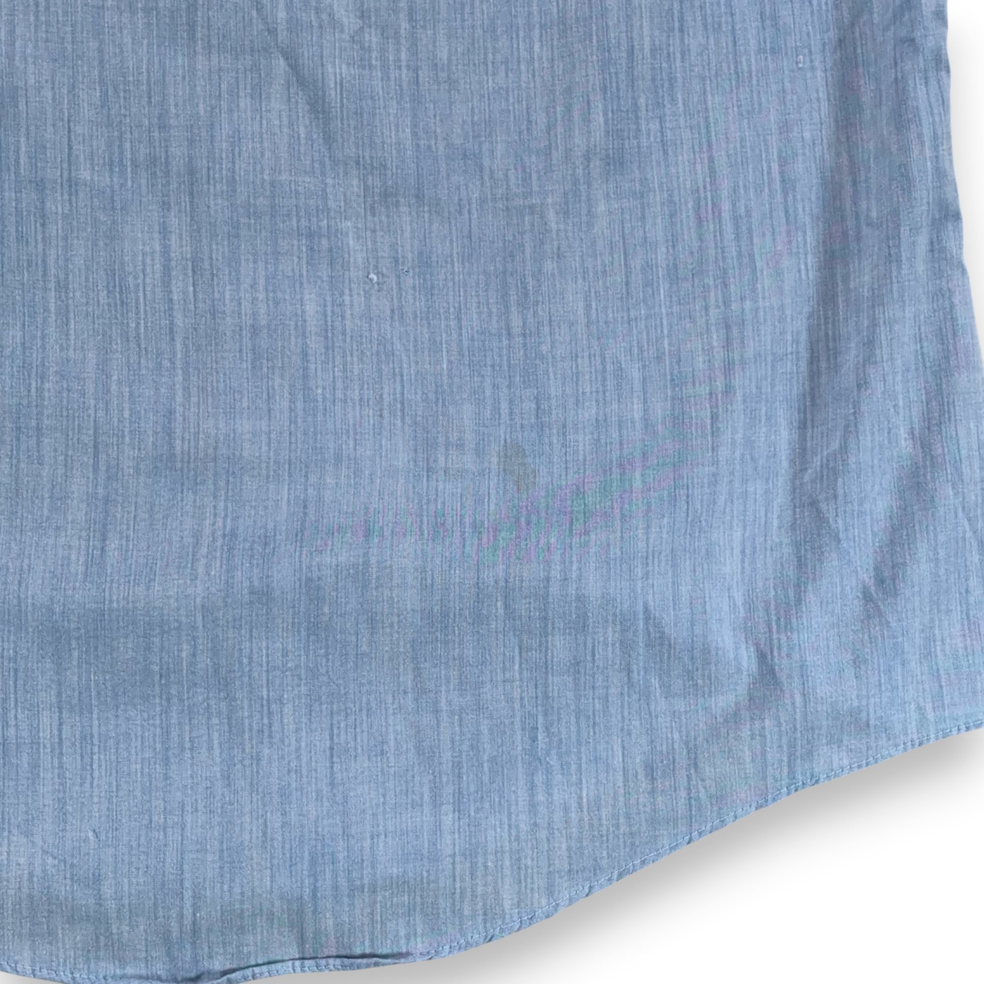 Vintage JCPenney Shirt Adult MEDIUM Blue Chambray Pocket Navy Trim Workwear 70s-9 Vintage JCPenney Shirt Adult MEDIUM Blue Chambray Pocket Navy Trim Workwear 70s