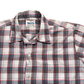 Vintage Mohawk Shirt Adult LARGE Gray Blue Plaid Permanent Press Casual 70s