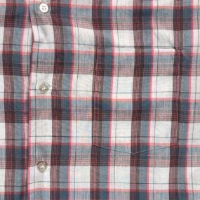 Vintage Mohawk Shirt Adult LARGE Gray Blue Plaid Permanent Press Casual 70s