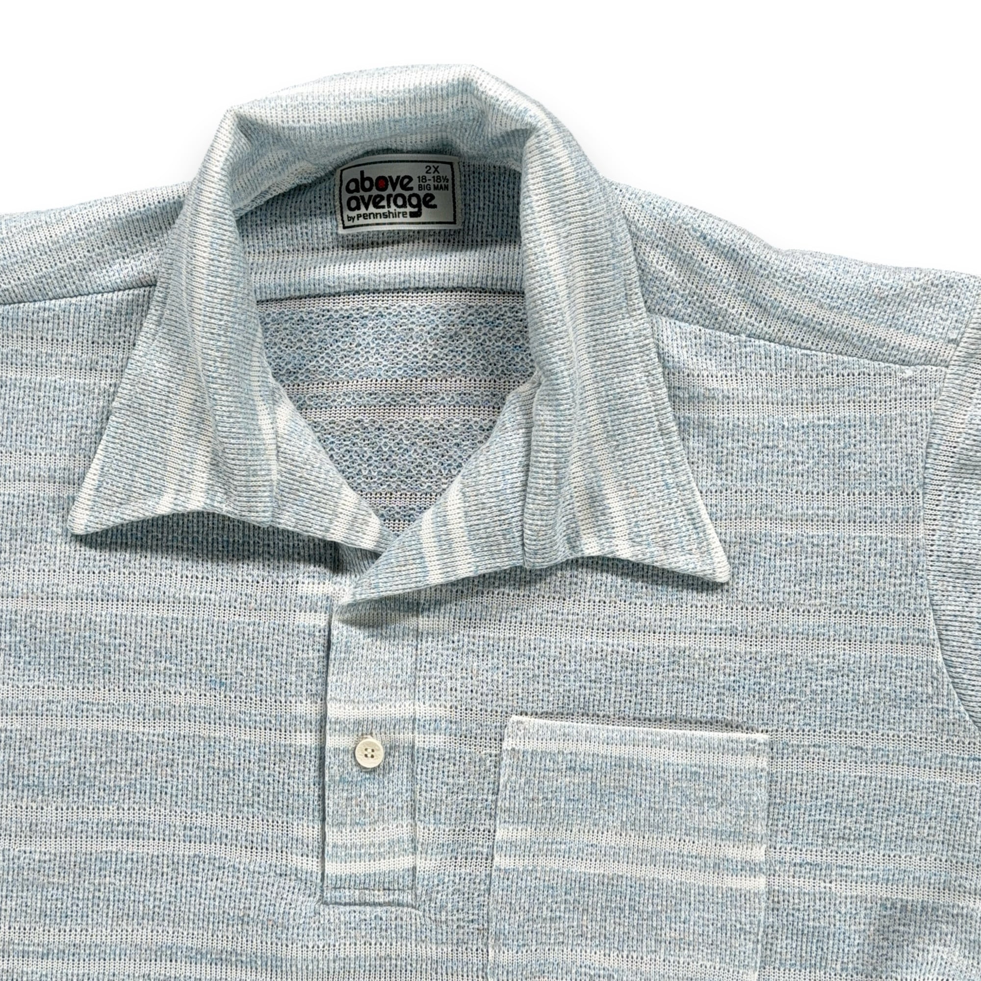 Vintage Pennshire Polo Shirt Adult 2XL XXL Blue White Knit Striped Big Man 70s-2 Vintage Pennshire Polo Shirt Adult 2XL XXL Blue White Knit Striped Big Man 70s