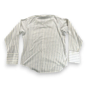 Vintage Enro Dress Shirt Adult LARGE White Blue Geometric French Cuffs Disco 70s