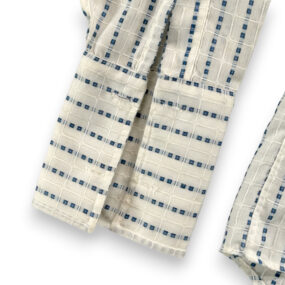 Vintage Enro Dress Shirt Adult LARGE White Blue Geometric French Cuffs Disco 70s