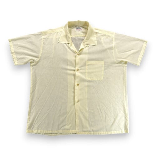 Vintage Hold Press Shirt Adult LARGE Yellow Loop Collar Camp Snake Eyes USA 60s