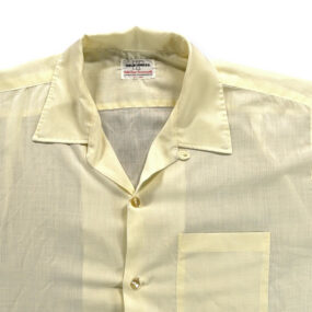 Vintage Hold Press Shirt Adult LARGE Yellow Loop Collar Camp Snake Eyes USA 60s