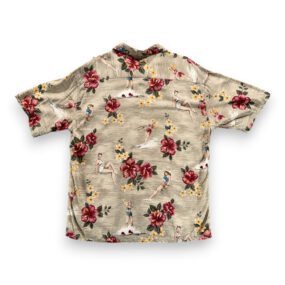 Croft Barrow Hawaiian Shirt Adult EXTRA LARGE Brown Floral Pinup Girl Camp Print