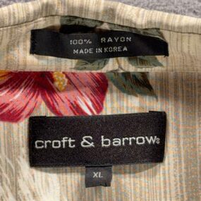 Croft Barrow Hawaiian Shirt Adult EXTRA LARGE Brown Floral Pinup Girl Camp Print