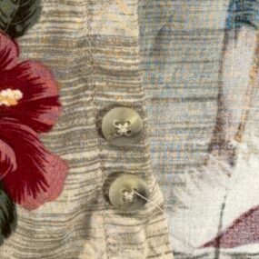 Croft Barrow Hawaiian Shirt Adult EXTRA LARGE Brown Floral Pinup Girl Camp Print