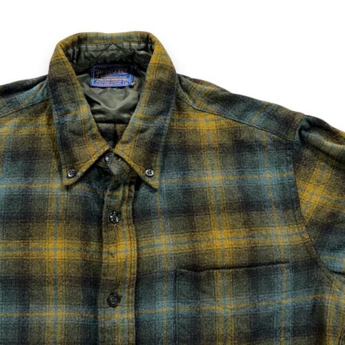 Vintage Pendleton Shirt Adult MEDIUM Green Virgin Wool Brown Blue Plaid USA 70s-2 Vintage Pendleton Shirt Adult MEDIUM Green Virgin Wool Brown Blue Plaid USA 70s