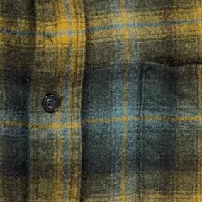 Vintage Pendleton Shirt Adult MEDIUM Green Virgin Wool Brown Blue Plaid USA 70s