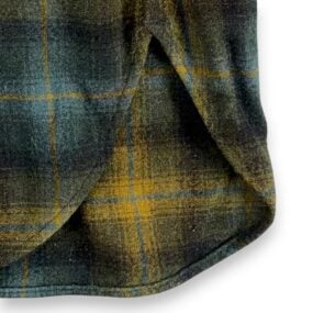 Vintage Pendleton Shirt Adult MEDIUM Green Virgin Wool Brown Blue Plaid USA 70s