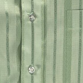 Vintage Disco Shirt Adult LARGE Green Striped Textured Disco Collar Sage 70s
