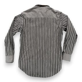 Robert Graham Shirt Adult SMALL Gray Black Striped Plaid Contrast Trim Flip Cuff