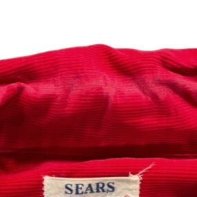 Vintage Sears Shirt Adult MEDIUM Red Corduroy Workwear Loop Camp Collar USA 60s