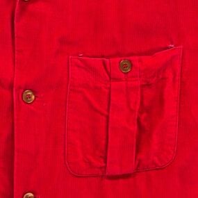 Vintage Sears Shirt Adult MEDIUM Red Corduroy Workwear Loop Camp Collar USA 60s