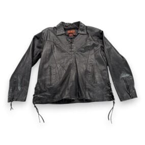 Vintage Hot Leathers Jacket Adult EXTRA LARGE Black Lace Up Western Biker 90s