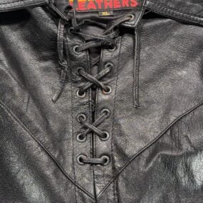 Vintage Hot Leathers Jacket Adult EXTRA LARGE Black Lace Up Western Biker 90s