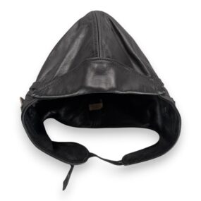 MilTec Hat LARGE Black Leather Aviator Flight Helmet Hood Cap German WWII Repro