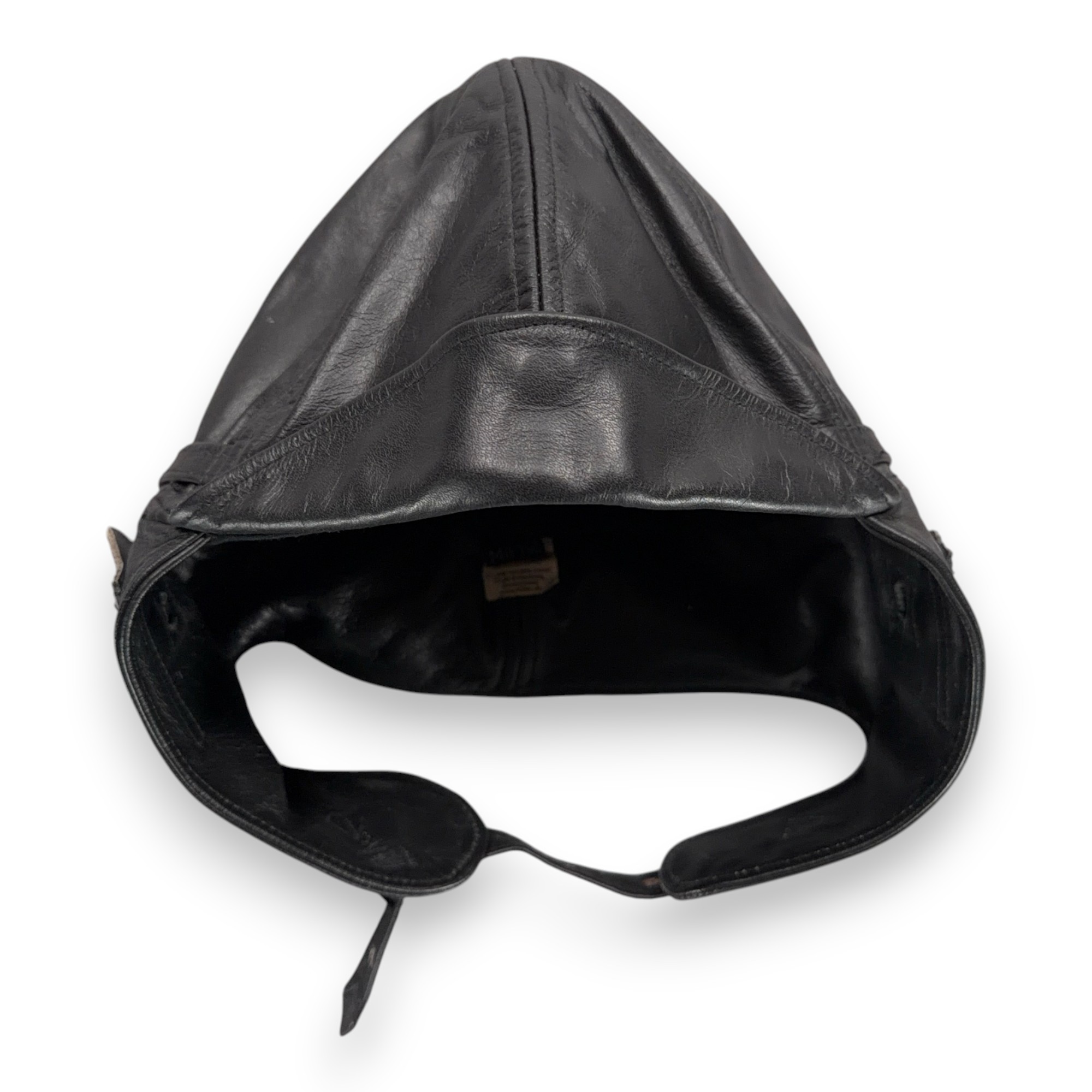MilTec Hat LARGE Black Leather Aviator Flight Helmet Hood Cap German WWII Repro-2 MilTec Hat LARGE Black Leather Aviator Flight Helmet Hood Cap German WWII Repro