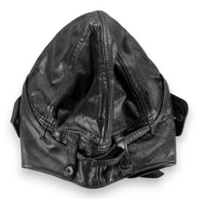 MilTec Hat LARGE Black Leather Aviator Flight Helmet Hood Cap German WWII Repro