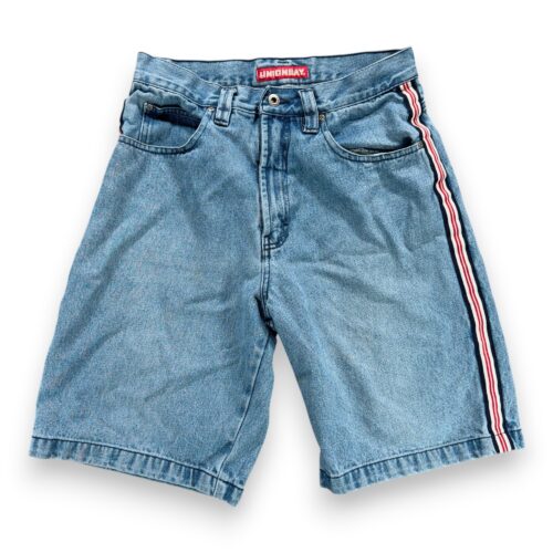 Vintage Unionbay Shorts Mens 32 Blue Baggy Wide Leg Jean Denim Skater Stripe Y2K