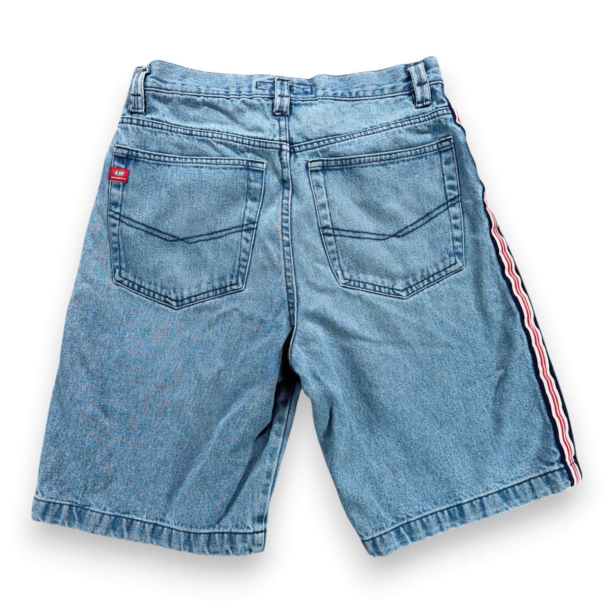 Vintage Unionbay Shorts Mens 32 Blue Baggy Wide Leg Jean Denim Skater Stripe Y2K-2 Vintage Unionbay Shorts Mens 32 Blue Baggy Wide Leg Jean Denim Skater Stripe Y2K