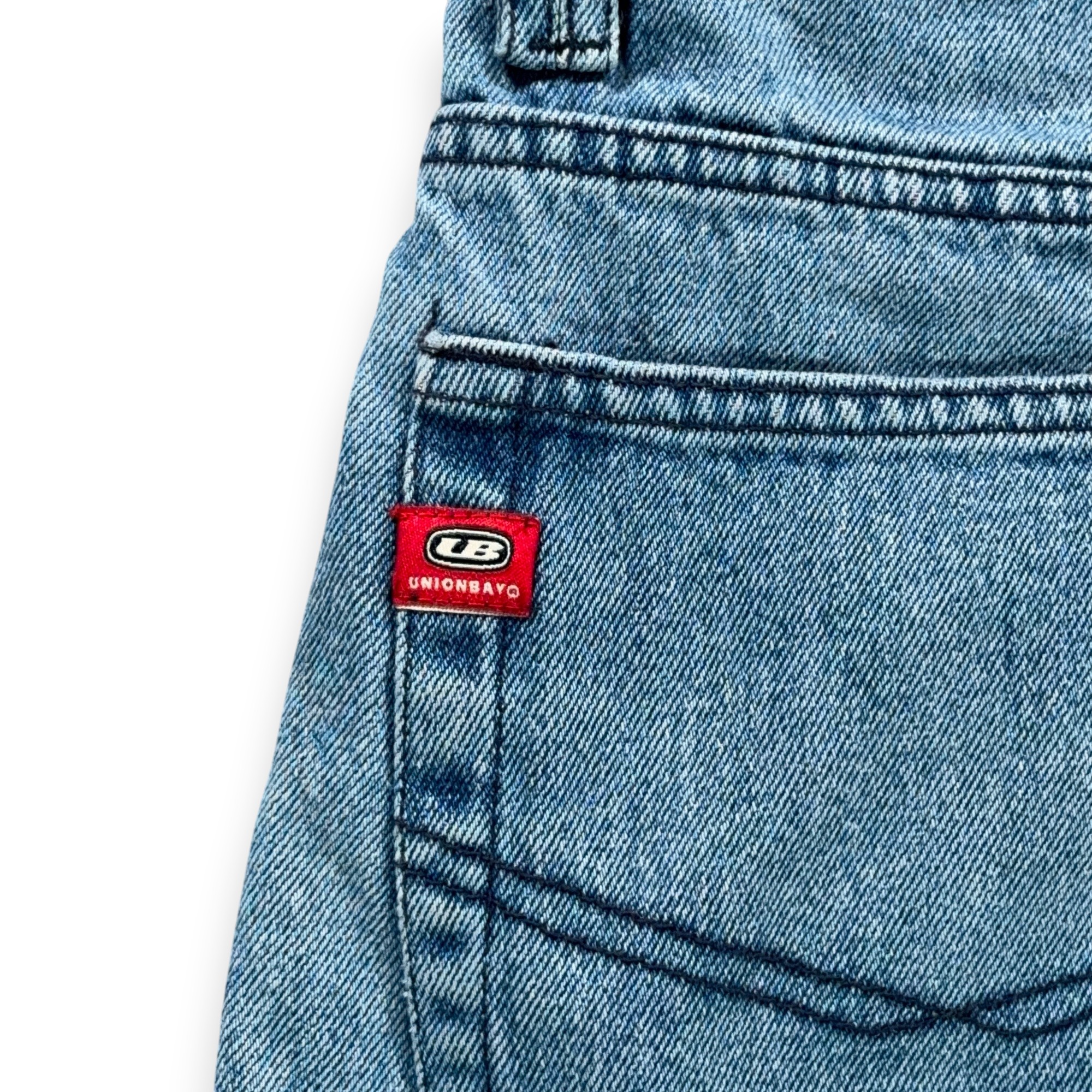 Vintage Unionbay Shorts Mens 32 Blue Baggy Wide Leg Jean Denim Skater Stripe Y2K-8 Vintage Unionbay Shorts Mens 32 Blue Baggy Wide Leg Jean Denim Skater Stripe Y2K
