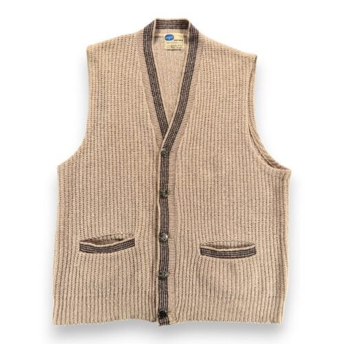 Vintage Pilgrim Sweater Adult MEDIUM Brown Cardigan Vest Sears Lamb Wool USA 60s