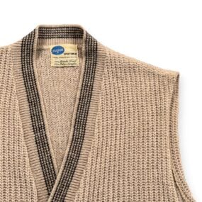 Vintage Pilgrim Sweater Adult MEDIUM Brown Cardigan Vest Sears Lamb Wool USA 60s