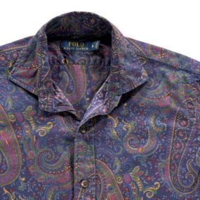 Polo Ralph Lauren Shirt Adult SMALL Blue Purple Paisley Cotton Button Up Preppy