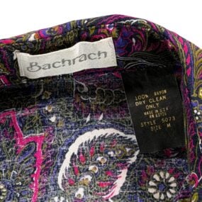 Vintage Bachrach Shirt Adult MEDIUM Purple Paisley Floral Rayon USA 90s