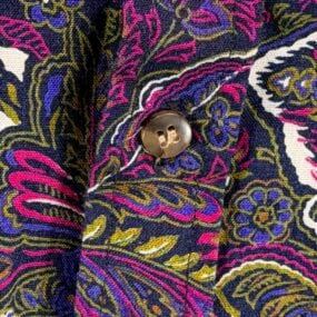 Vintage Bachrach Shirt Adult MEDIUM Purple Paisley Floral Rayon USA 90s