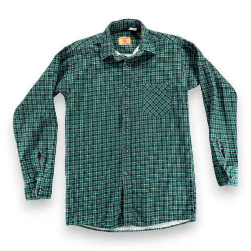 Vintage Red Oak Shirt Adult SMALL Green Black Checkered Flannel Ranch USA 90s