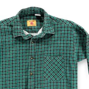 Vintage Red Oak Shirt Adult SMALL Green Black Checkered Flannel Ranch USA 90s