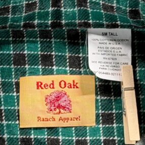 Vintage Red Oak Shirt Adult SMALL Green Black Checkered Flannel Ranch USA 90s