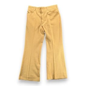 Vintage Disco Pants Mens 34x30 Yellow Textured Flared Talon Zip Funky 70s