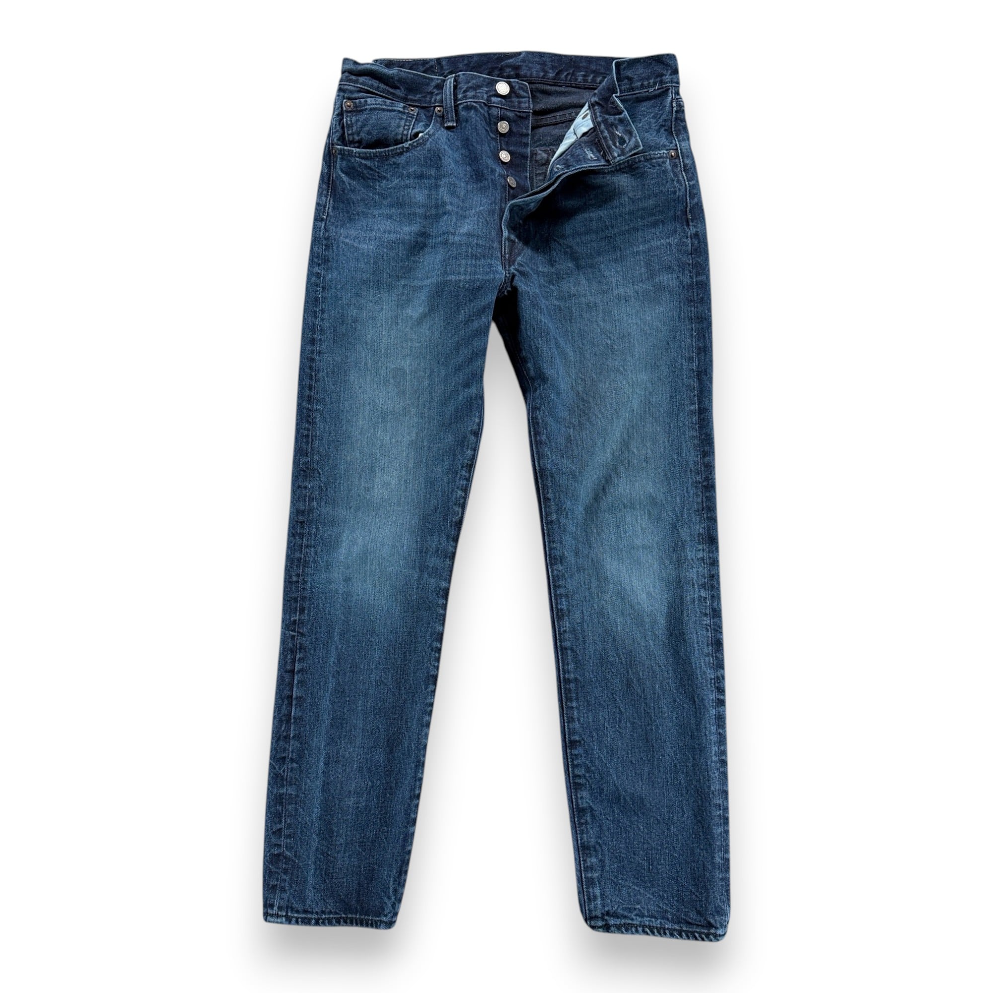 Levis 501 Jeans Mens 32x30 Blue Dark Wash Customized Taper Button Fly 32x32 Tag-1 Levis 501 Jeans Mens 32x30 Blue Dark Wash Customized Taper Button Fly 32x32 Tag