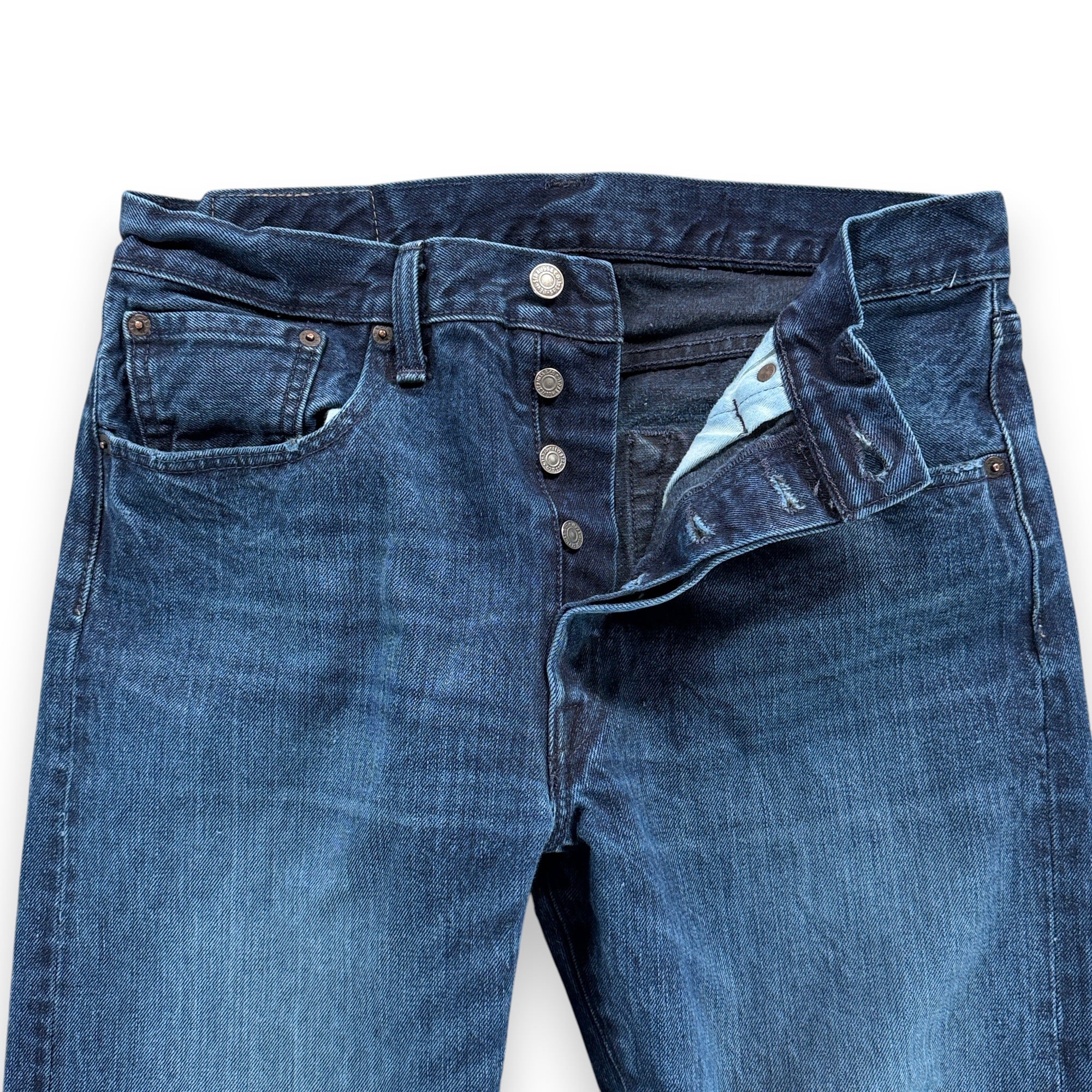 Levis 501 Jeans Mens 32x30 Blue Dark Wash Customized Taper Button Fly 32x32 Tag-3 Levis 501 Jeans Mens 32x30 Blue Dark Wash Customized Taper Button Fly 32x32 Tag