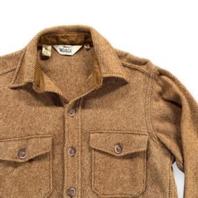 Vintage Woolrich Shirt Adult MEDIUM Brown Wool Blend Twill Workwear Heritage 70s