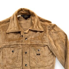 Vintage Lee Jacket Womens SMALL Brown Corduroy Velour Snap Trucker USA 70s