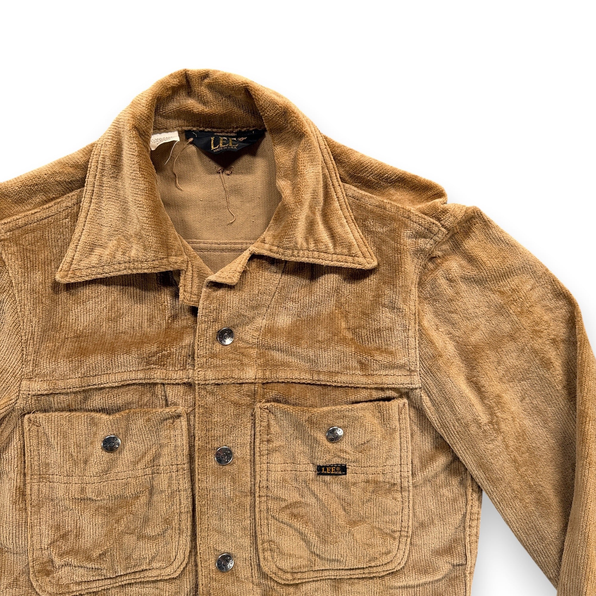 Vintage Lee Jacket Womens SMALL Brown Corduroy Velour Snap Trucker USA 70s-2 Vintage Lee Jacket Womens SMALL Brown Corduroy Velour Snap Trucker USA 70s