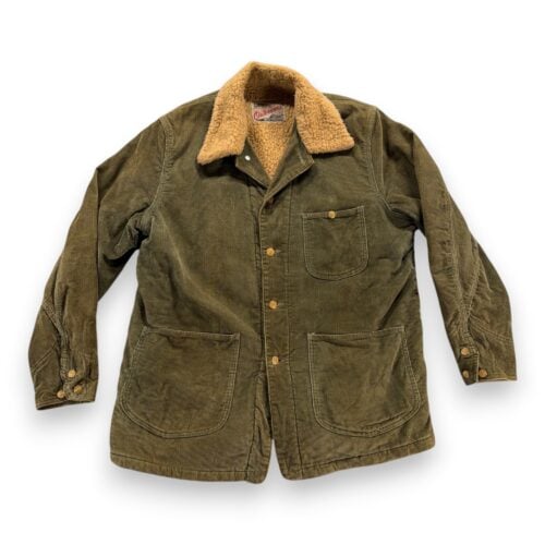 Vintage Lee Jacket Adult LARGE Green Corduroy Sherpa Ranch Chore Coat USA 70s