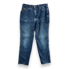 Vintage Braxton Jeans Mens 34x29 Blue Corduroy Denim Stretch Faded Whisker 90s