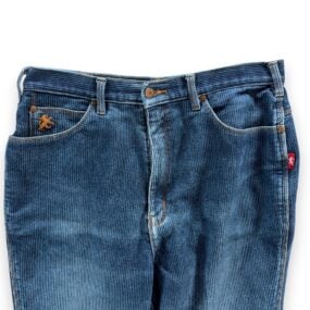 Vintage Braxton Jeans Mens 34x29 Blue Corduroy Denim Stretch Faded Whisker 90s