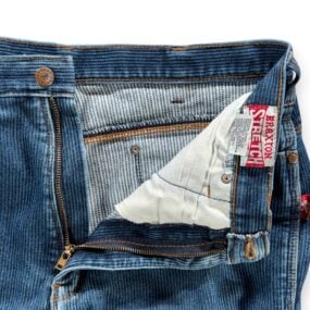 Vintage Braxton Jeans Mens 34x29 Blue Corduroy Denim Stretch Faded Whisker 90s