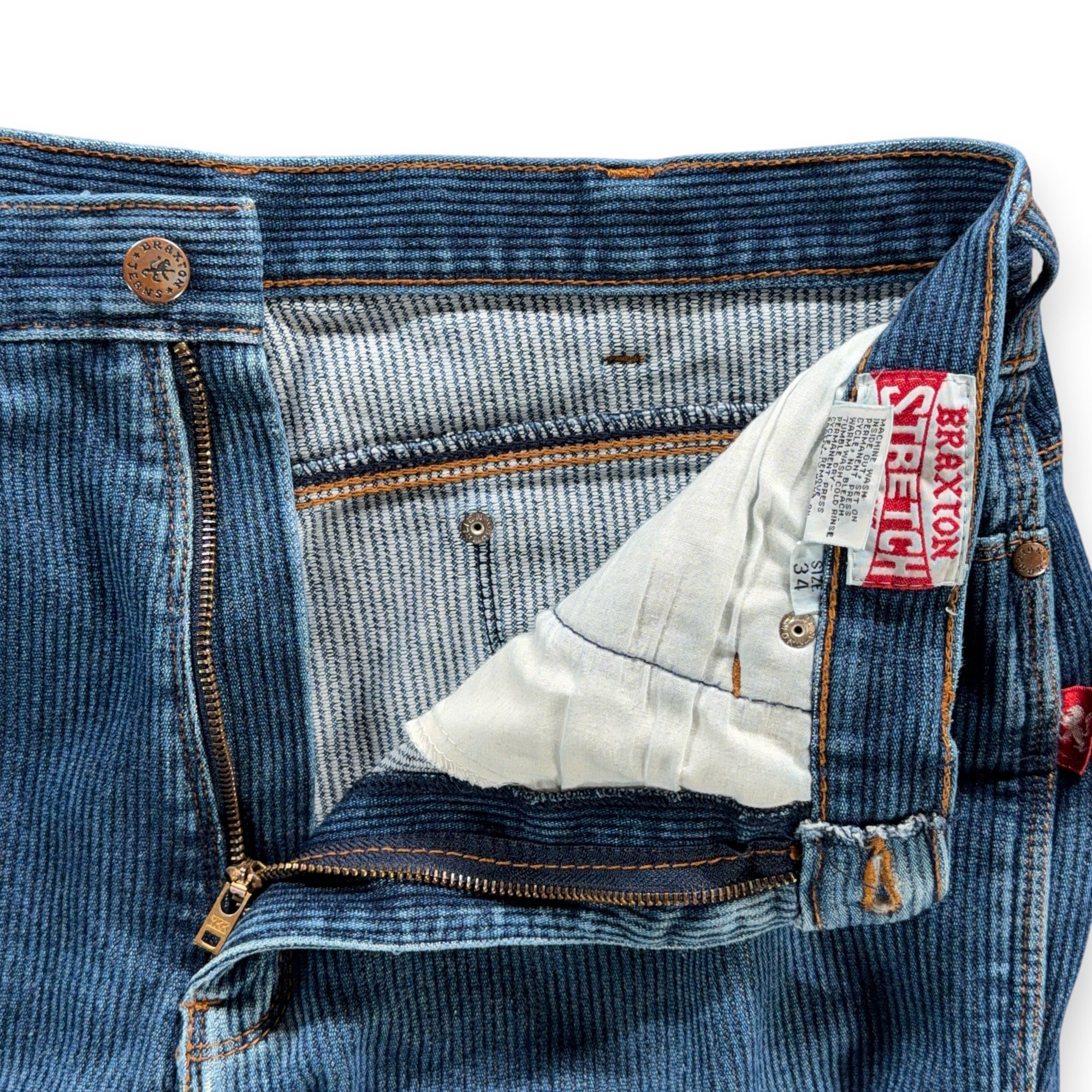 Vintage Braxton Jeans Mens 34x29 Blue Corduroy Denim Stretch Faded Whisker 90s-6 Vintage Braxton Jeans Mens 34x29 Blue Corduroy Denim Stretch Faded Whisker 90s